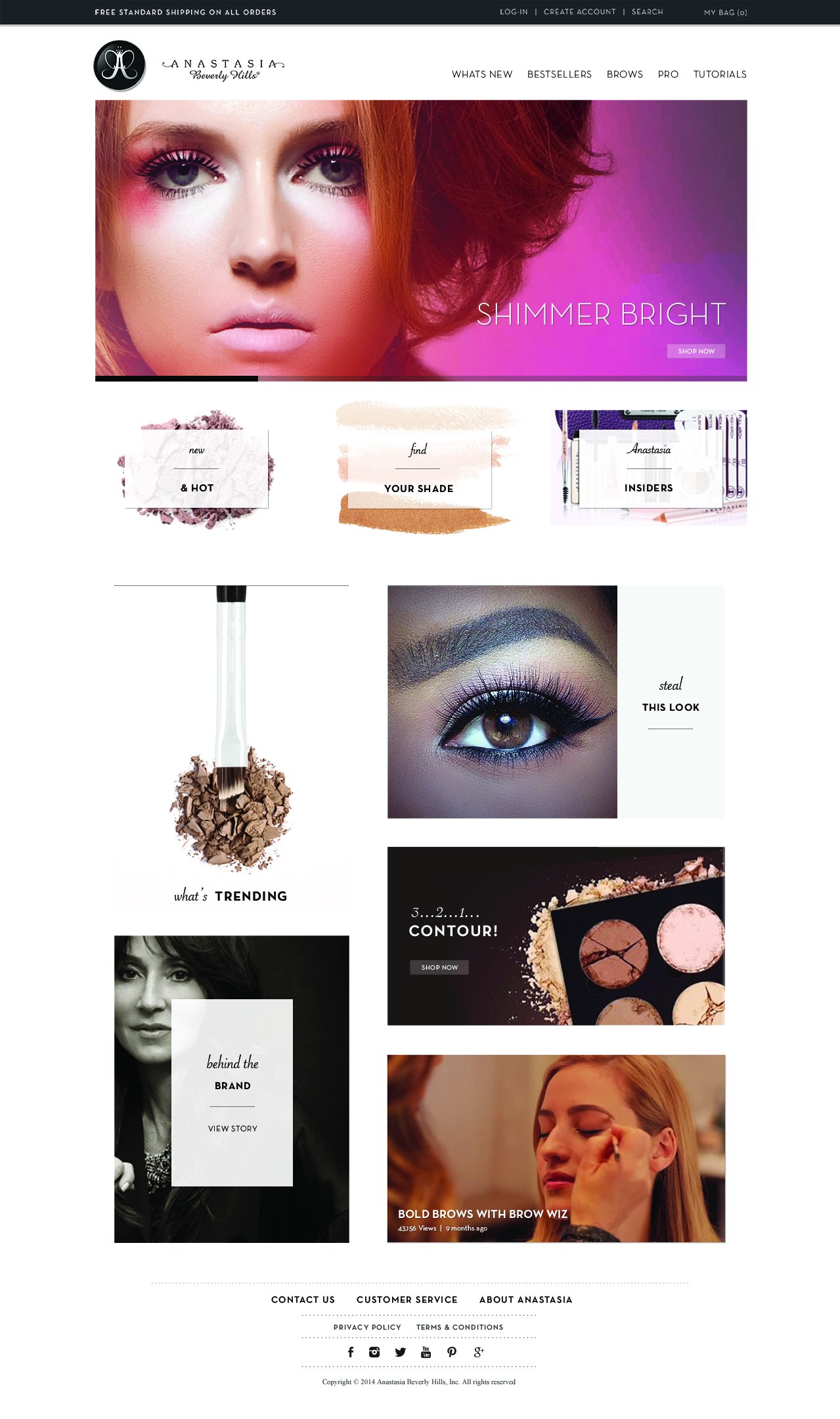 Anastasia Beverly Hills — Shimmer Bright editorial commerce homepage